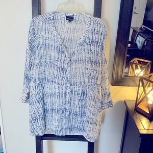 Button Down Shirt with 3/4 Sleeves, Size 1 X